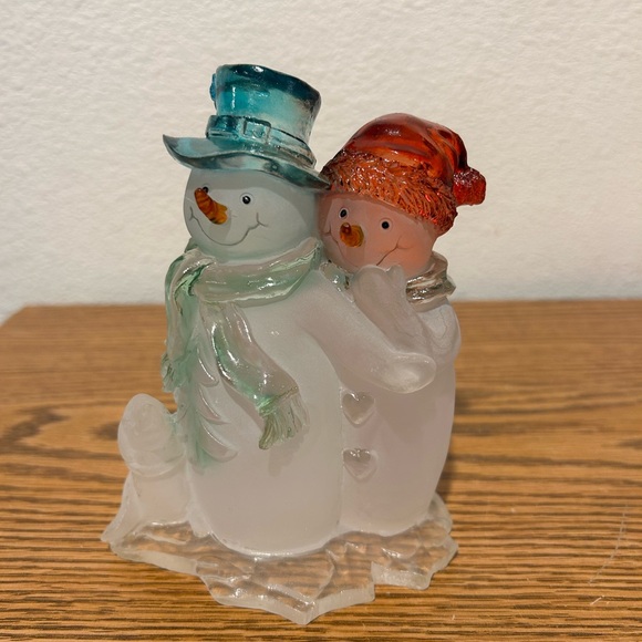 Festive Snowman Figurine with Blue and Red Accents - Picture 2 of 11